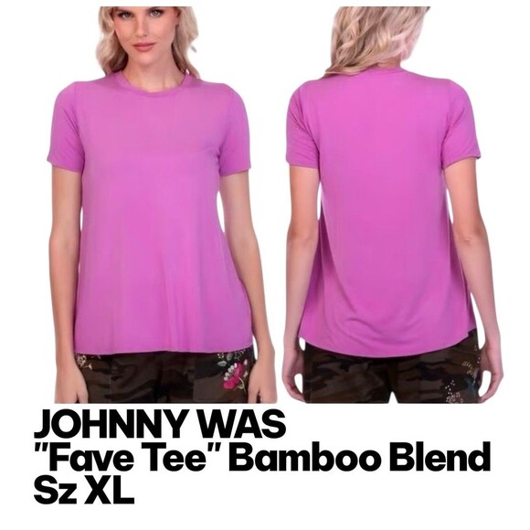 JOHNNY WAS FAVE TEE Sz XL Solid Magenta Tunic Bamboo Blend Boho Swing Blouse Top - Picture 1 of 6